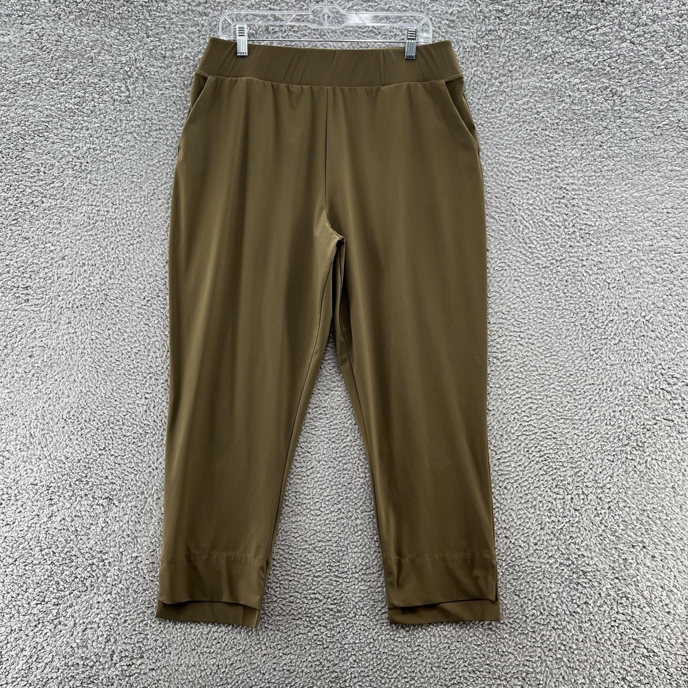 aDay Pants Womens Large Green Straight Up Stretch Pull On Comfort Travel Pant